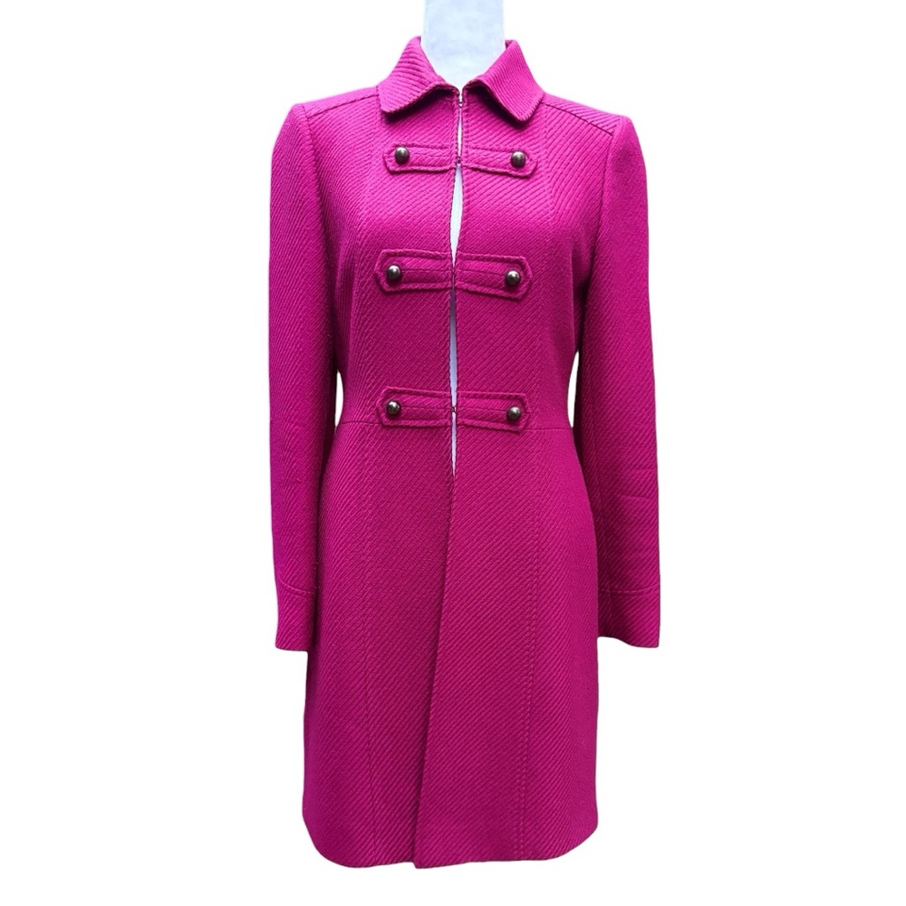 Isabella DeMarco Women's Fuchsia Pink Military Overcoat | 2